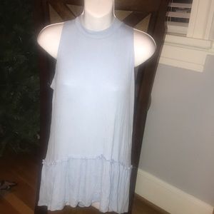 Baby blue ruffle tank top